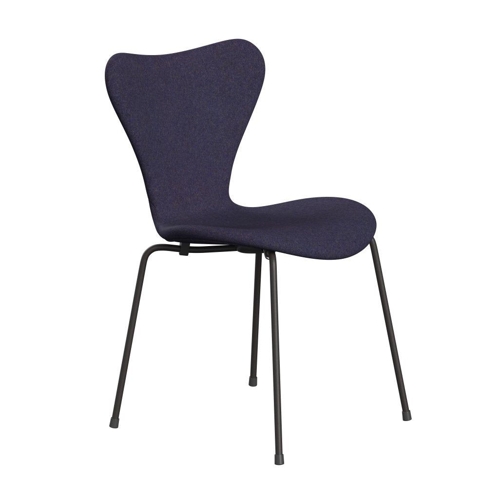 Fritz Hansen 3107 Krzesło Pełna tapicerka, ciepły grafit/Divina MD Dusty Blue