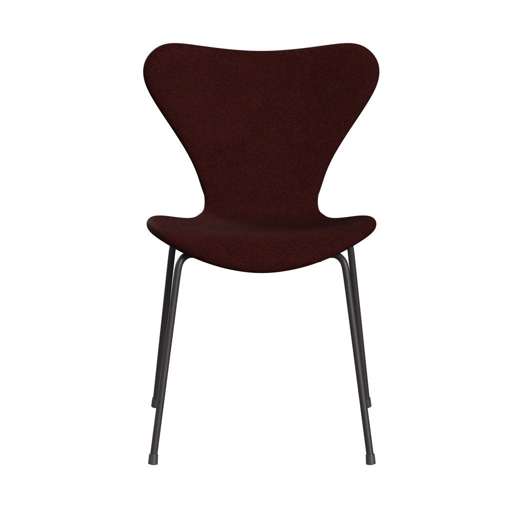 Fritz Hansen 3107 Krzesło pełna tapicerka, ciepły grafit/Divina Melange Burgundy