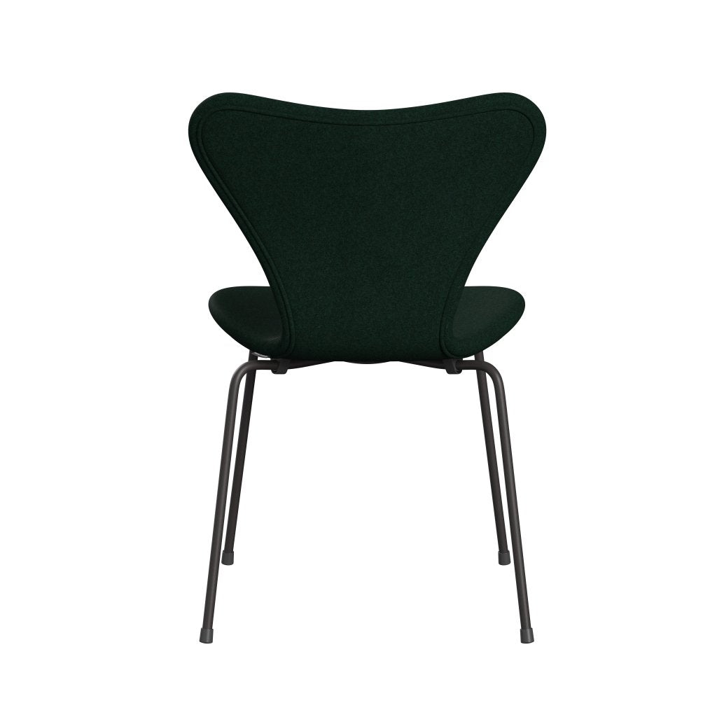 Fritz Hansen 3107 Krzesło pełna tapicerka, ciepły grafit/divina Melange Dark Green