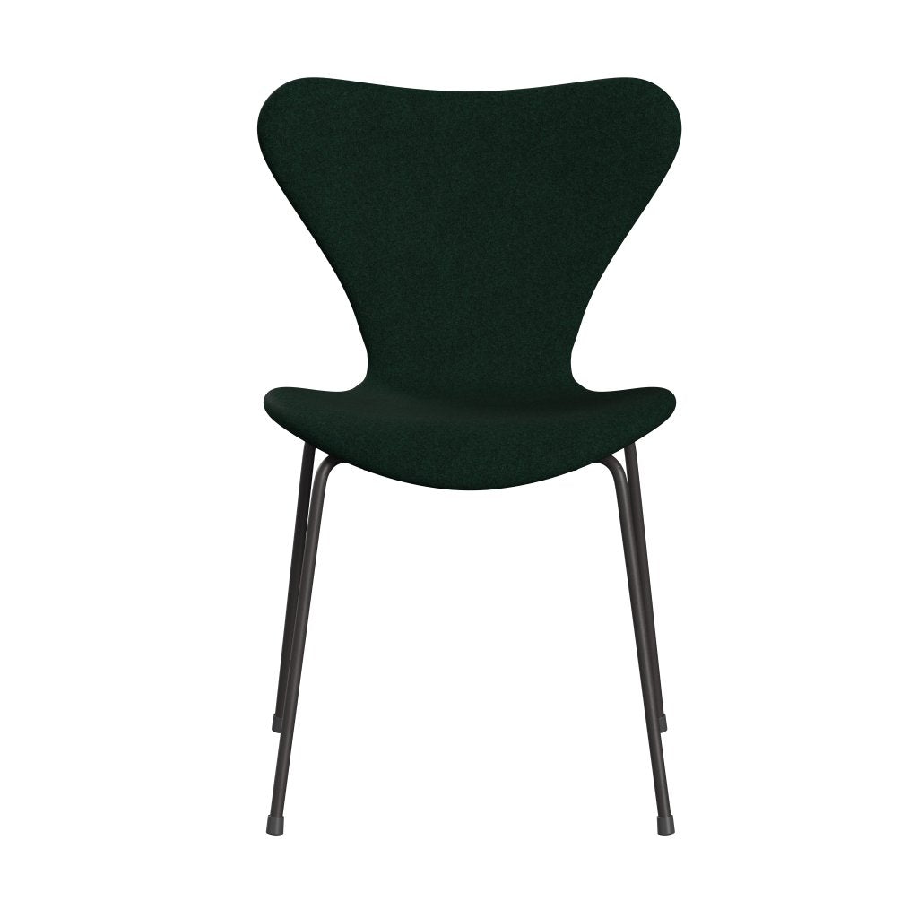 Fritz Hansen 3107 Krzesło pełna tapicerka, ciepły grafit/divina Melange Dark Green