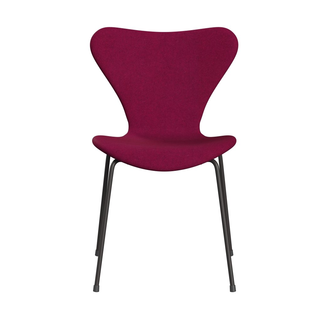 Fritz Hansen 3107 Chair Full Upholstery, Warm Graphite/Divina Melange Lipstick Pink