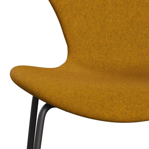 Fritz Hansen 3107 Chair Full Upholstery, Warm Graphite/Divina Melange Ochre Yellow