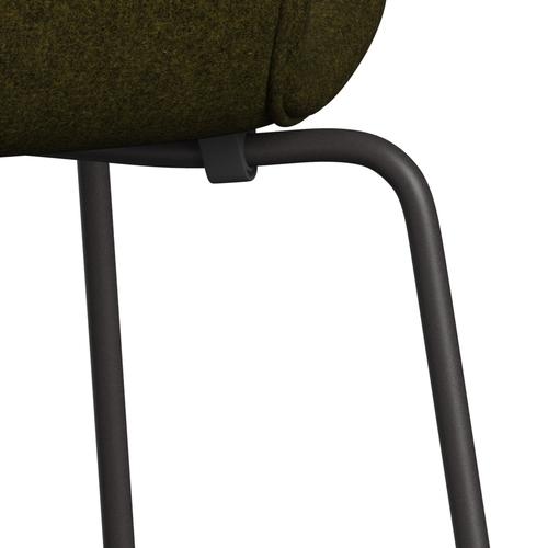 Fritz Hansen 3107 Krzesło pełna tapicerka, ciepły grafit/Divina Melange Olive Dark