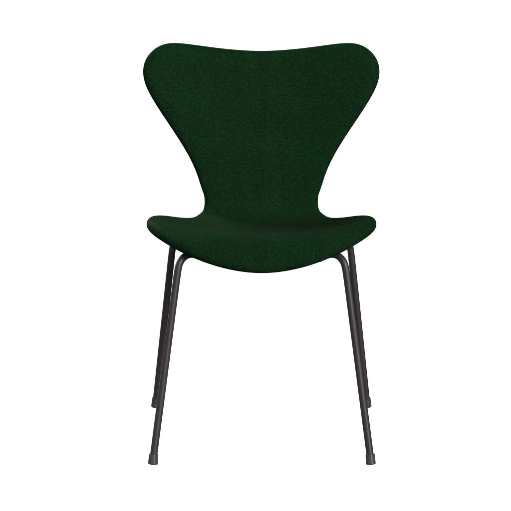 Fritz Hansen 3107 Krzesło pełna tapicerka, ciepły grafit/Divina Melange Forest Green