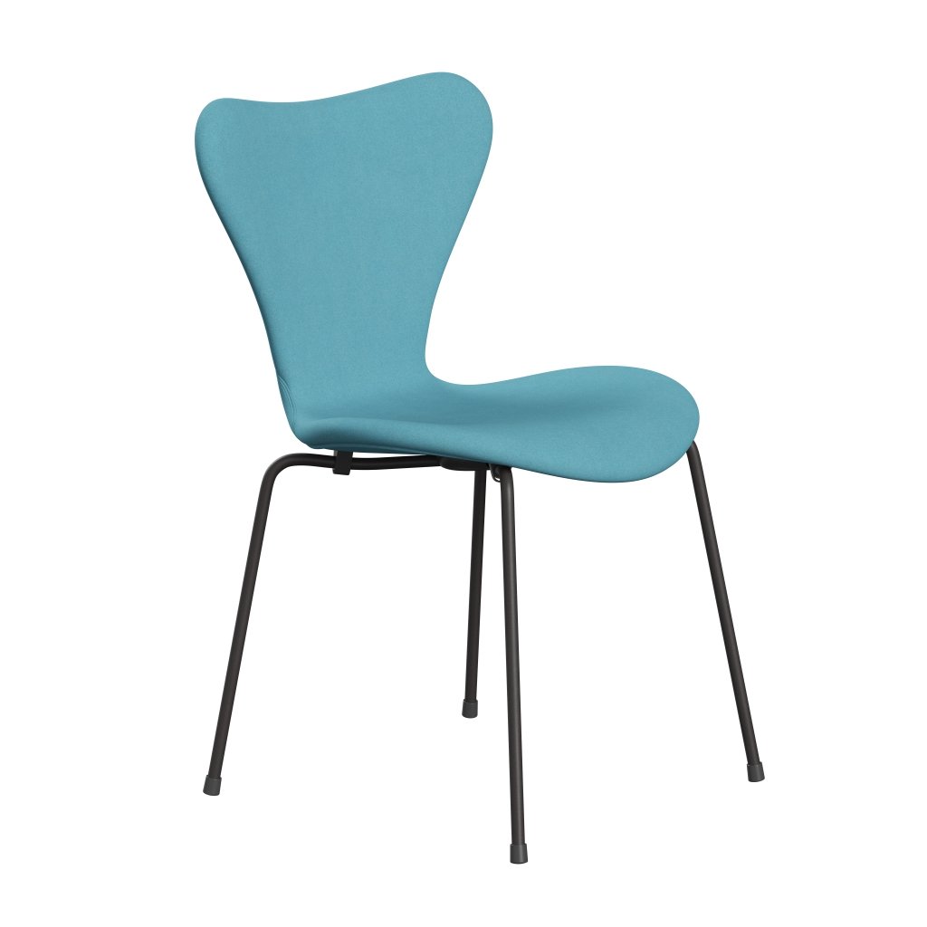 Fritz Hansen 3107 Krzesło Pełna tapicerka, ciepłe grafitu/Divina Turquoise Light