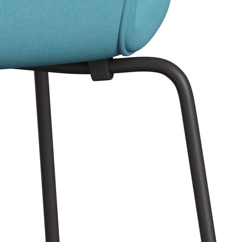 Fritz Hansen 3107 Krzesło Pełna tapicerka, ciepłe grafitu/Divina Turquoise Light