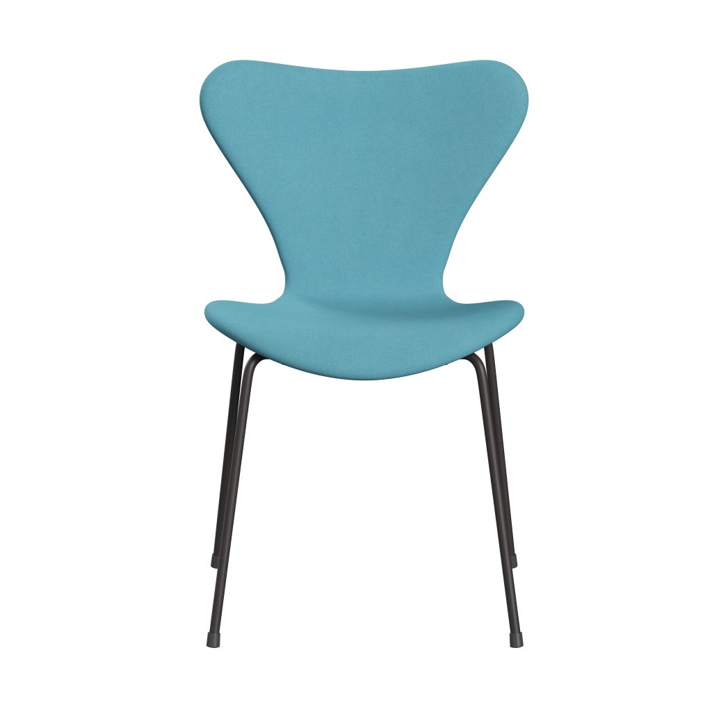 Fritz Hansen 3107 Krzesło Pełna tapicerka, ciepłe grafitu/Divina Turquoise Light