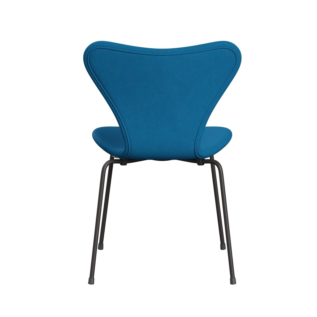 Fritz Hansen 3107 Krzesło pełna tapicerka, ciepły grafit/turkus Divina Turquoise