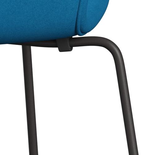 Fritz Hansen 3107 Krzesło pełna tapicerka, ciepły grafit/turkus Divina Turquoise