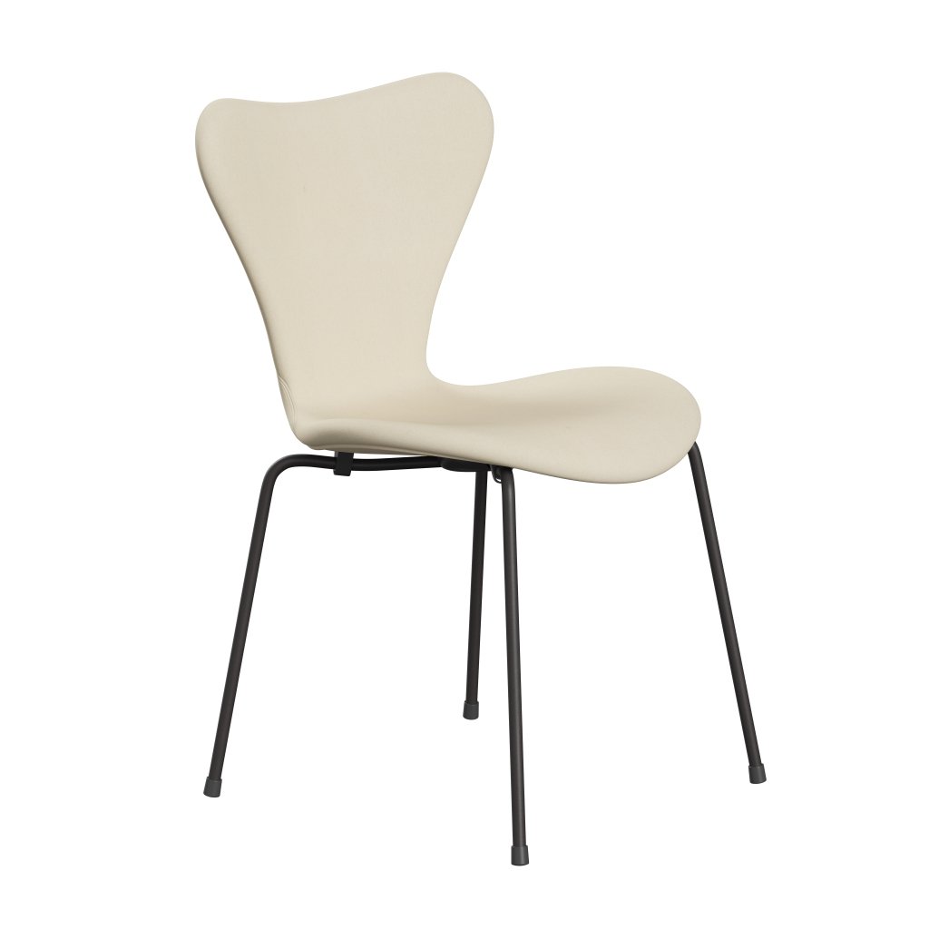 Fritz Hansen 3107 Krzesło pełne tapicerka, ciepły grafit/Divina White