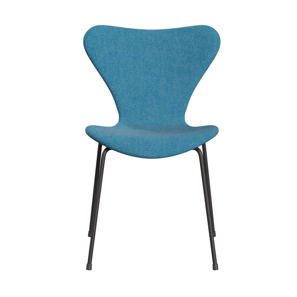 Fritz Hansen 3107 Krzesło pełne tapicerka, ciepły grafit/hallingdal White/Turquoise