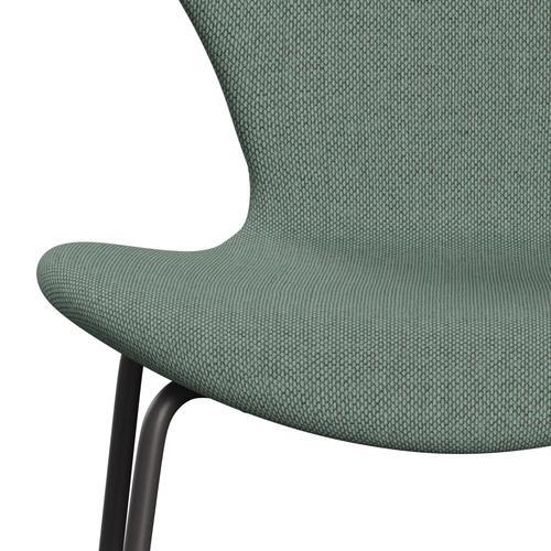 Fritz Hansen 3107 Krzesło pełne tapicerka, ciepły grafit/re wełna aqua/naturalna