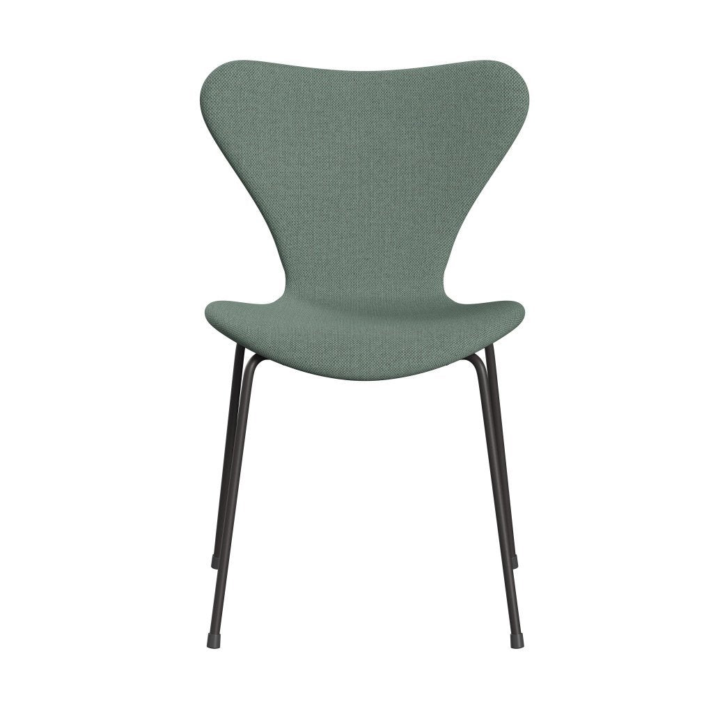 Fritz Hansen 3107 Krzesło pełne tapicerka, ciepły grafit/re wełna aqua/naturalna