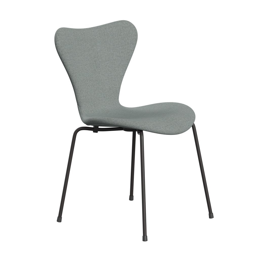 Fritz Hansen 3107 Krzesło pełna tapicerka, ciepły grafit/re wełna blada aqua