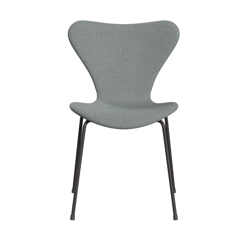 Fritz Hansen 3107 Krzesło pełna tapicerka, ciepły grafit/re wełna blada aqua