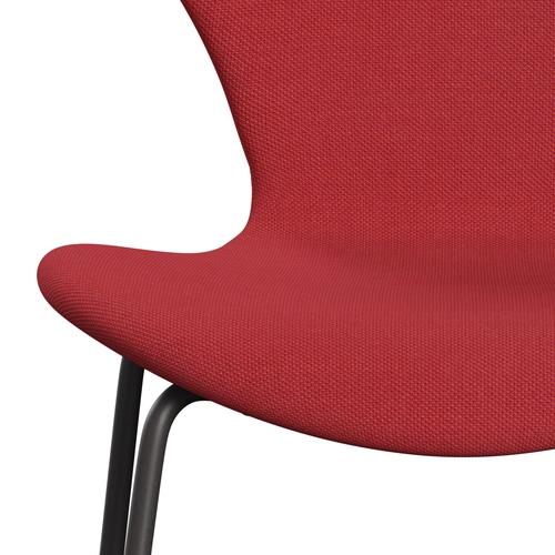 Fritz Hansen 3107 Krzesło pełna tapicerka, ciepły grafit/stalcut trio czerwony