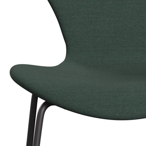 Fritz Hansen 3107 Krzesło pełna tapicerka, ciepły grafit/stalcut trio zakurzone zielone