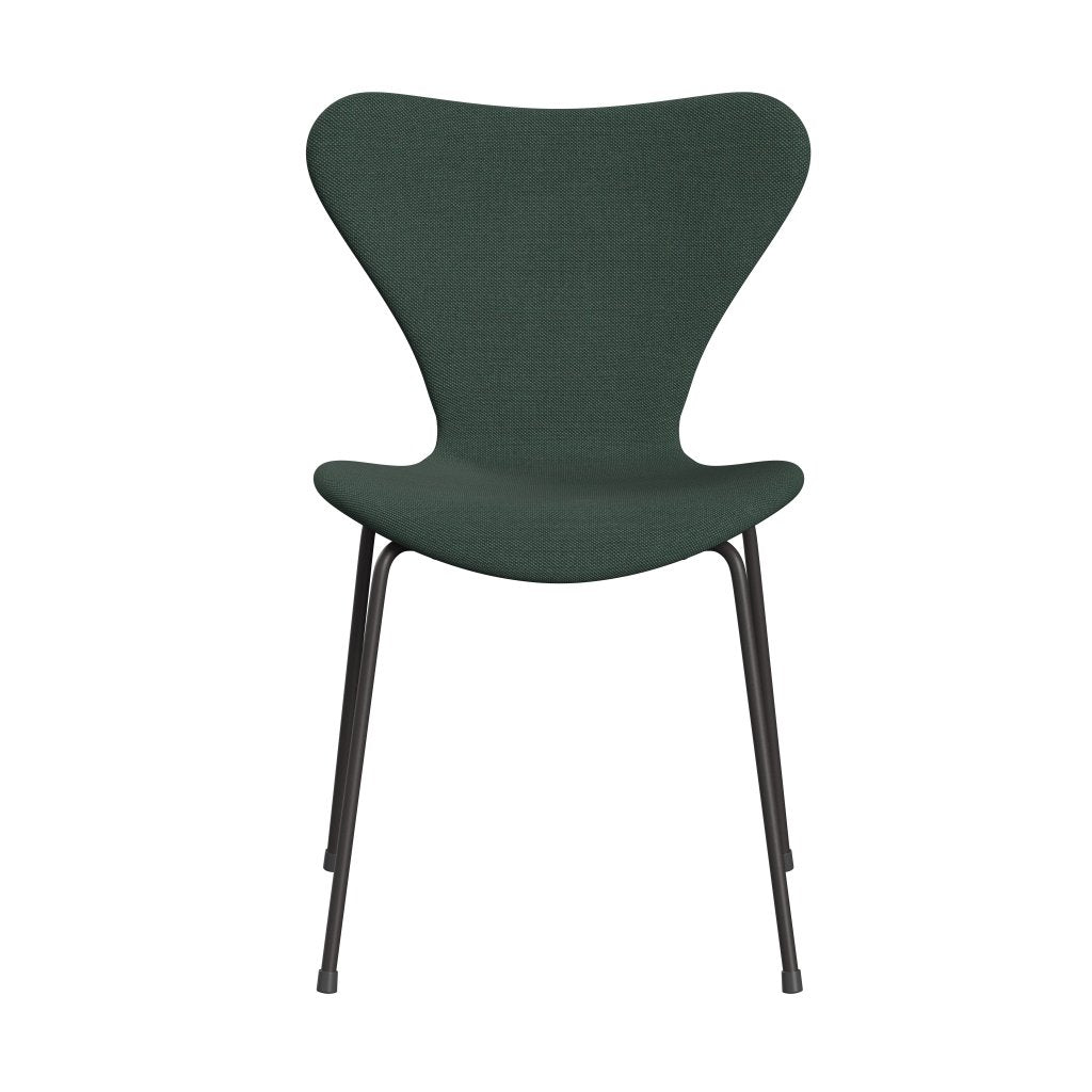 Fritz Hansen 3107 Krzesło pełna tapicerka, ciepły grafit/stalcut trio zakurzone zielone