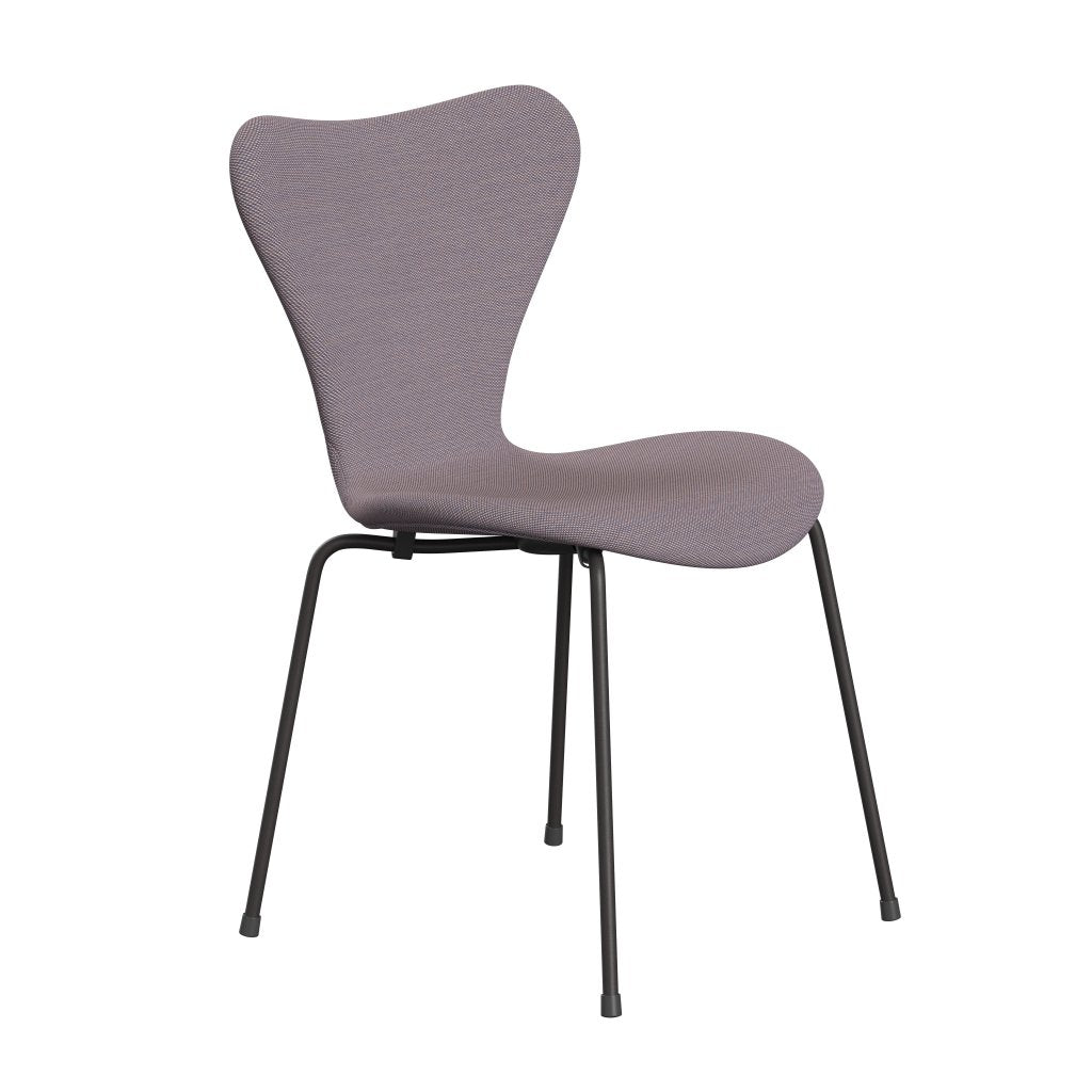 Fritz Hansen 3107 Krzesło pełna tapicerka, ciepły grafit/stalcut trio biały/fiolet