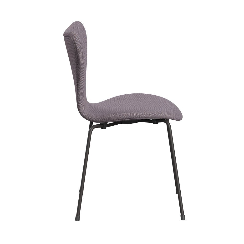 Fritz Hansen 3107 Krzesło pełna tapicerka, ciepły grafit/stalcut trio biały/fiolet