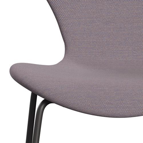 Fritz Hansen 3107 Krzesło pełna tapicerka, ciepły grafit/stalcut trio biały/fiolet