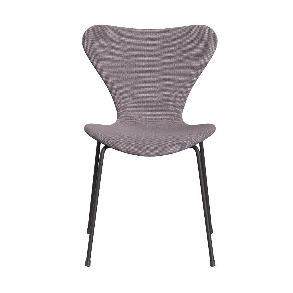 Fritz Hansen 3107 Krzesło pełna tapicerka, ciepły grafit/stalcut trio biały/fiolet