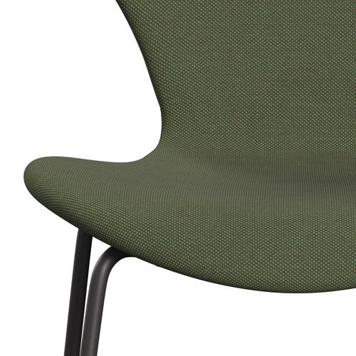 Fritz Hansen 3107 Krzesło pełna tapicerka, ciepły grafit/stalcut trio miękki zielony