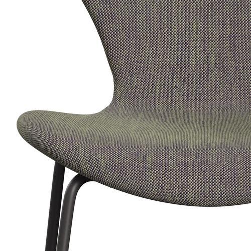 Fritz Hansen 3107 Krzesło pełna tapicerka, ciepły grafit/sunniva 2 jasnozielony/fioletowy