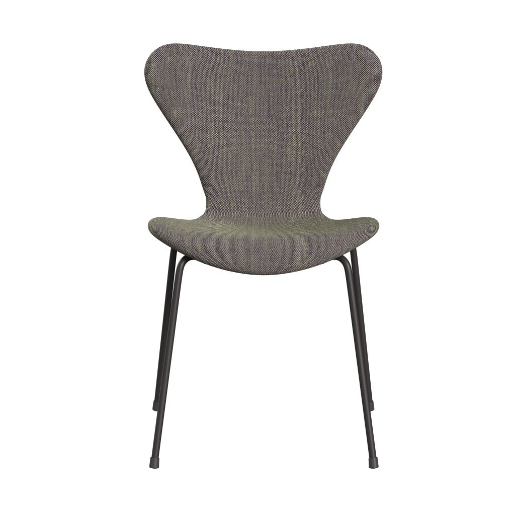 Fritz Hansen 3107 Chair Full Upholstery, Warm Graphite/Sunniva 2 Light Green/Violet