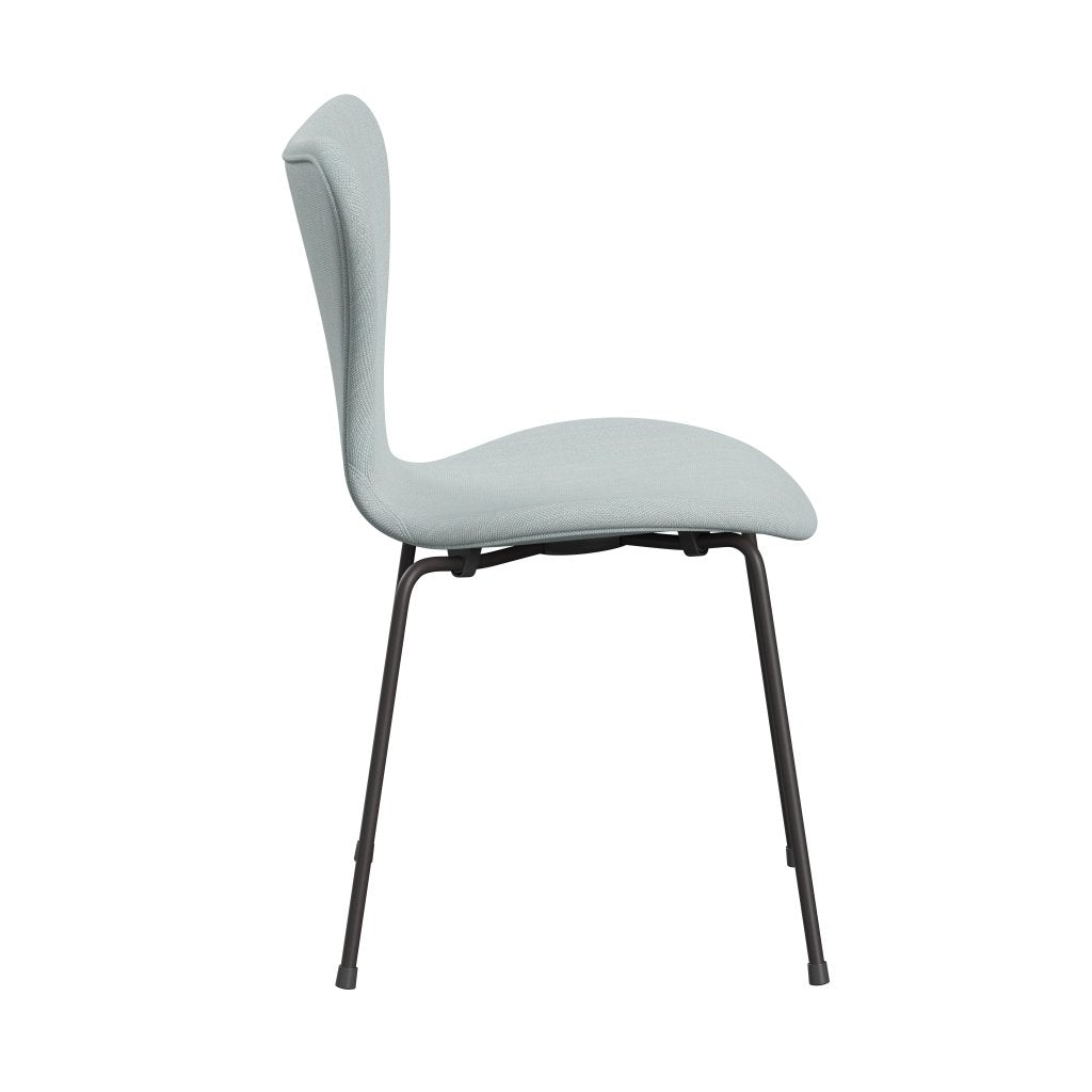 Fritz Hansen 3107 Chair Full Upholstery, Warm Graphite/Sunniva 2 White/Light Blue