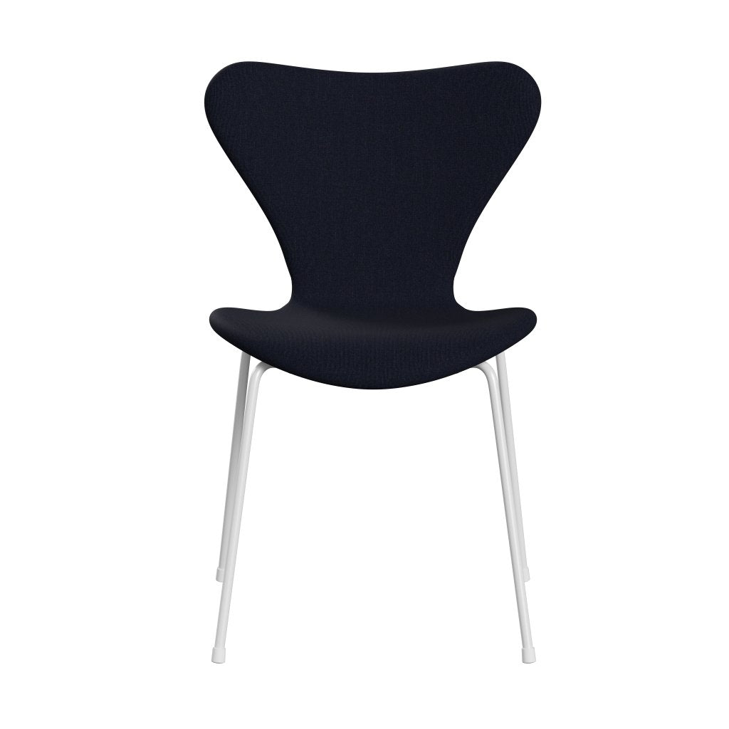 Fritz Hansen 3107 Chair Full Upholstery, White/Canvas Dark Blue