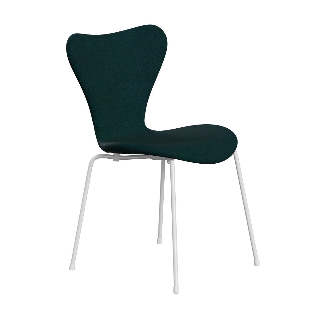 Fritz Hansen 3107 Chair Full Upholstery, White/Canvas Dark Blue/Green