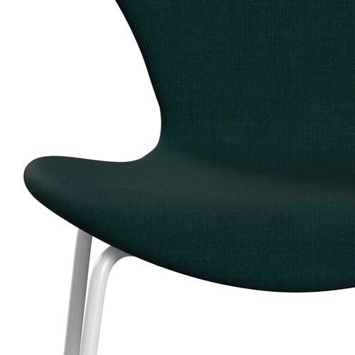 Fritz Hansen 3107 Chair Full Upholstery, White/Canvas Dark Blue/Green