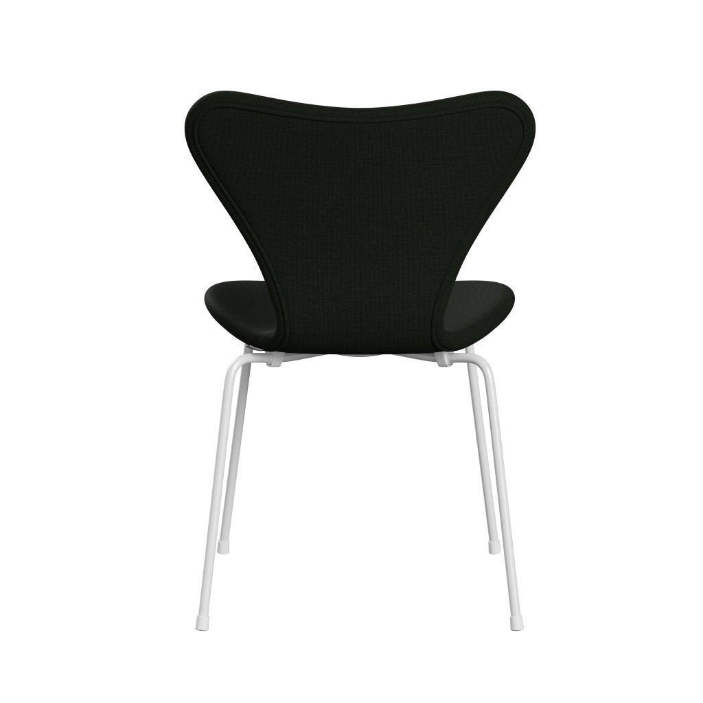 Fritz Hansen 3107 krzesło pełne tapicerka, białe/płótno ciemnozielone