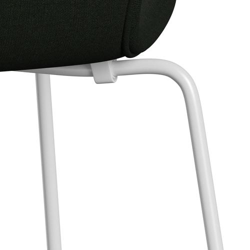 Fritz Hansen 3107 krzesło pełne tapicerka, białe/płótno ciemnozielone