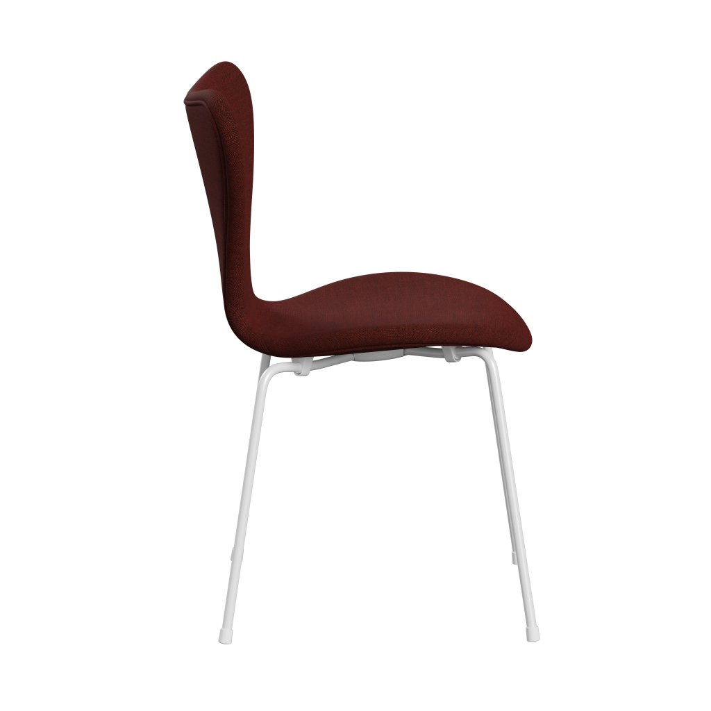 Fritz Hansen 3107 Chair Full Upholstery, White/Canvas Dark Red