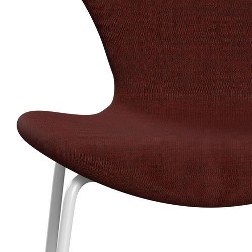 Fritz Hansen 3107 Chair Full Upholstery, White/Canvas Dark Red