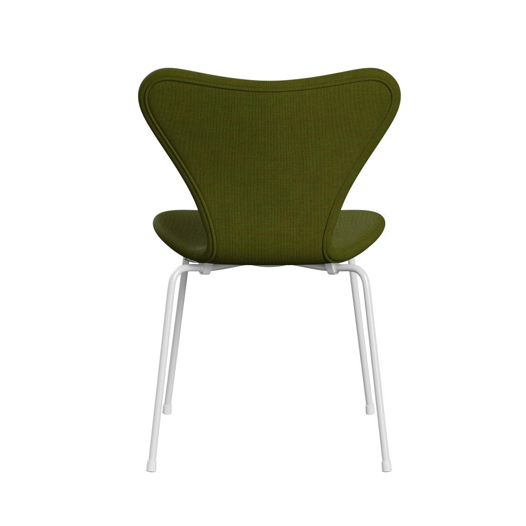 Fritz Hansen 3107 Chair Full Upholstery, White/Canvas Light Grass Green