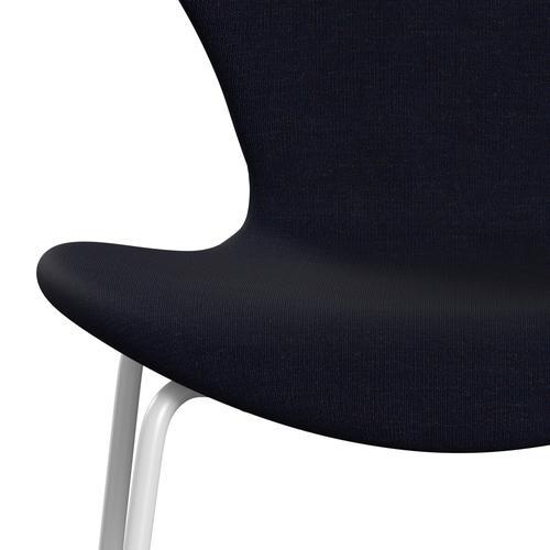 Fritz Hansen 3107 Chair Full Upholstery, White/Canvas Midnight Blue