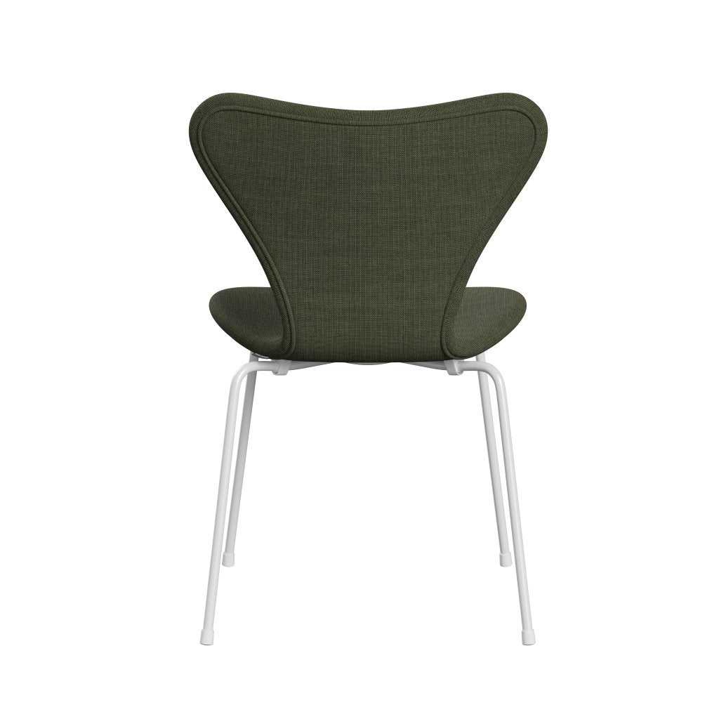 Fritz Hansen 3107 Chair Full Upholstery, White/Canvas Moss Green