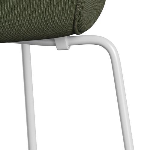 Fritz Hansen 3107 Chair Full Upholstery, White/Canvas Moss Green