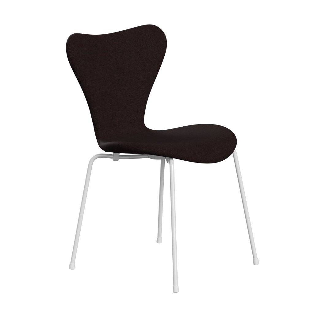 Fritz Hansen 3107 Krzesło pełna tapicerka, białe/płótno czarne światło