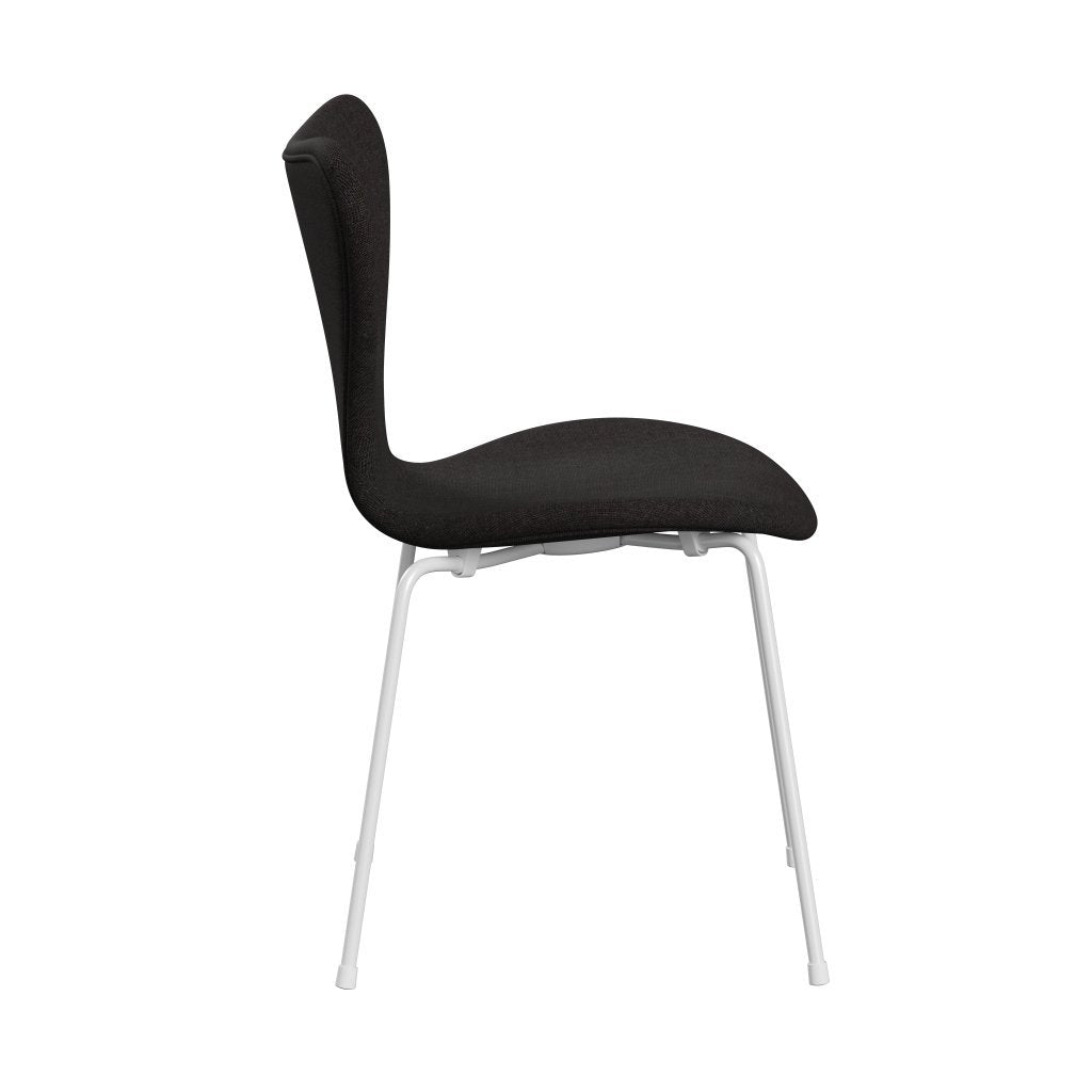 Fritz Hansen 3107 krzesło pełne tapicerka, białe/płótno czarne