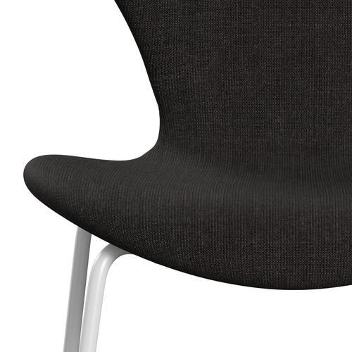 Fritz Hansen 3107 krzesło pełne tapicerka, białe/płótno czarne