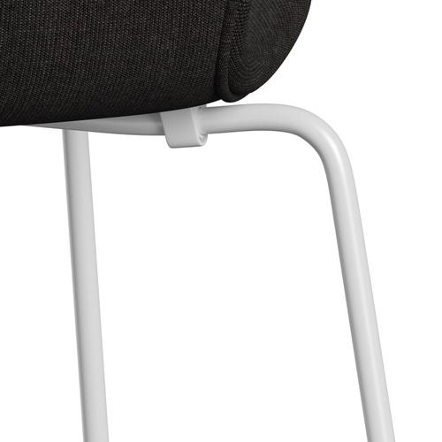 Fritz Hansen 3107 krzesło pełne tapicerka, białe/płótno czarne