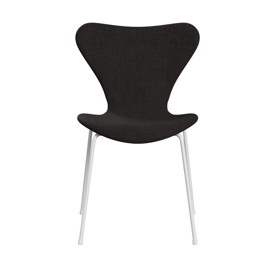 Fritz Hansen 3107 krzesło pełne tapicerka, białe/płótno czarne