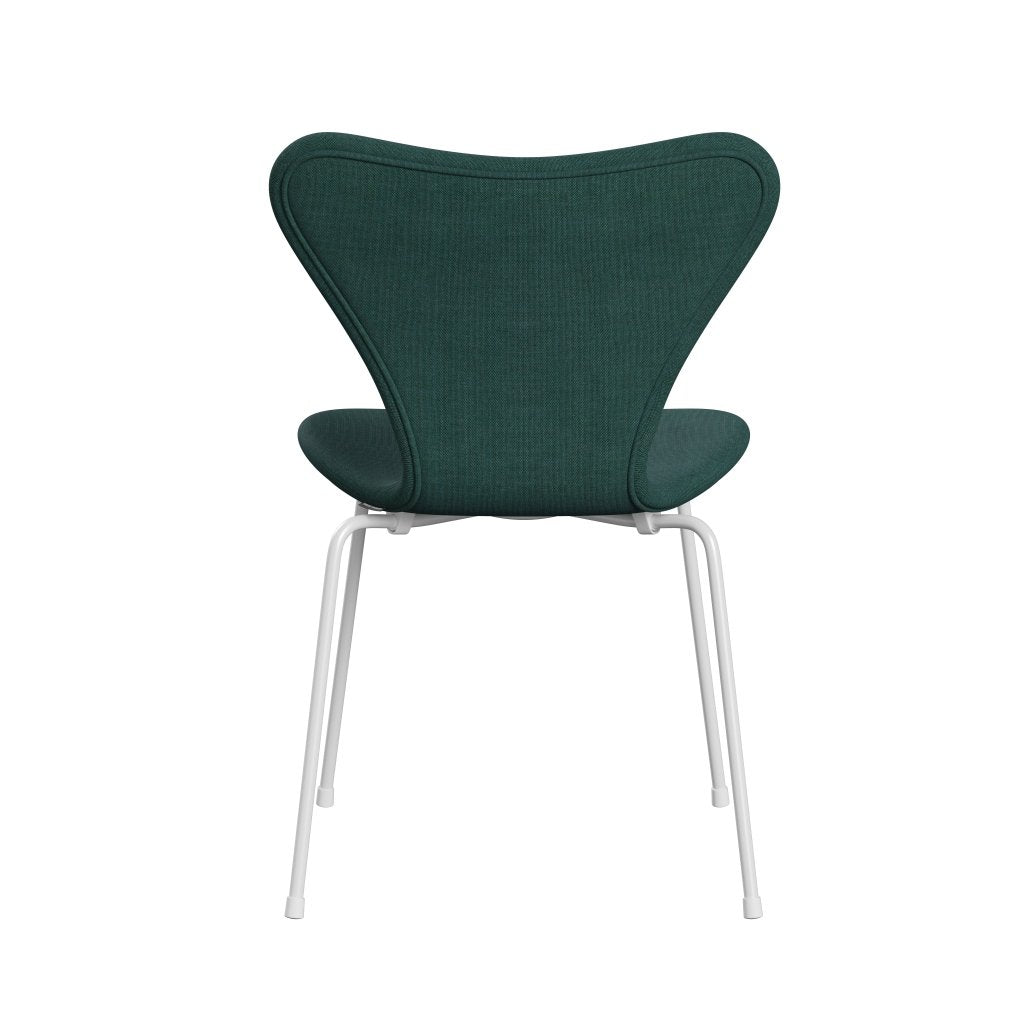 Fritz Hansen 3107 Chair Full Upholstery, White/Canvas Emerald Green