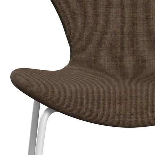 Fritz Hansen 3107 Krzesło pełna tapicerka, biały/płótno Stone Grey