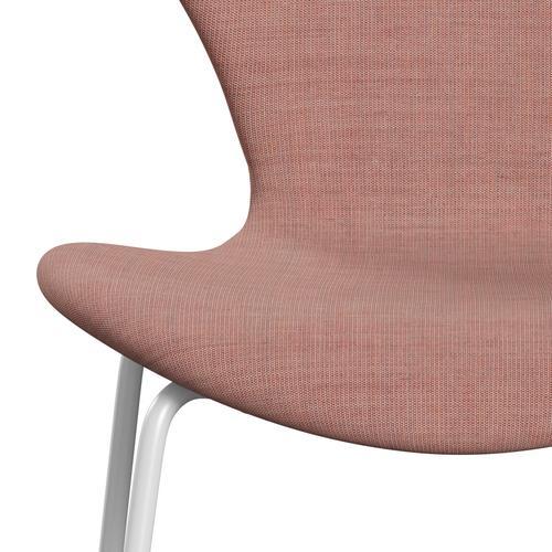 Fritz Hansen 3107 Chair Full Upholstery, White/Canvas Pale Pink