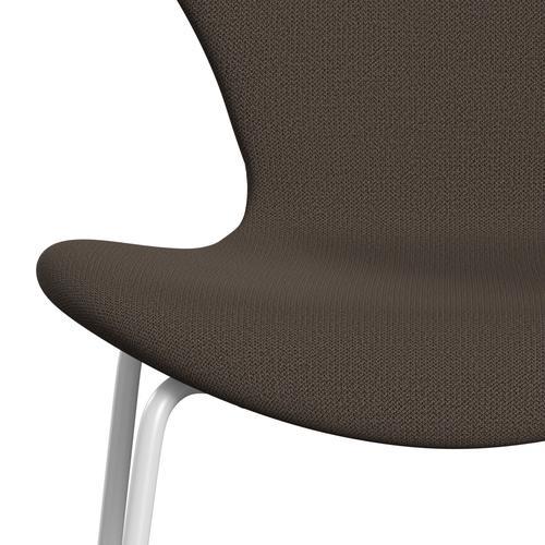 Fritz Hansen 3107 Krzesło pełna tapicerka, biały/przechwytujący brąz/zielony